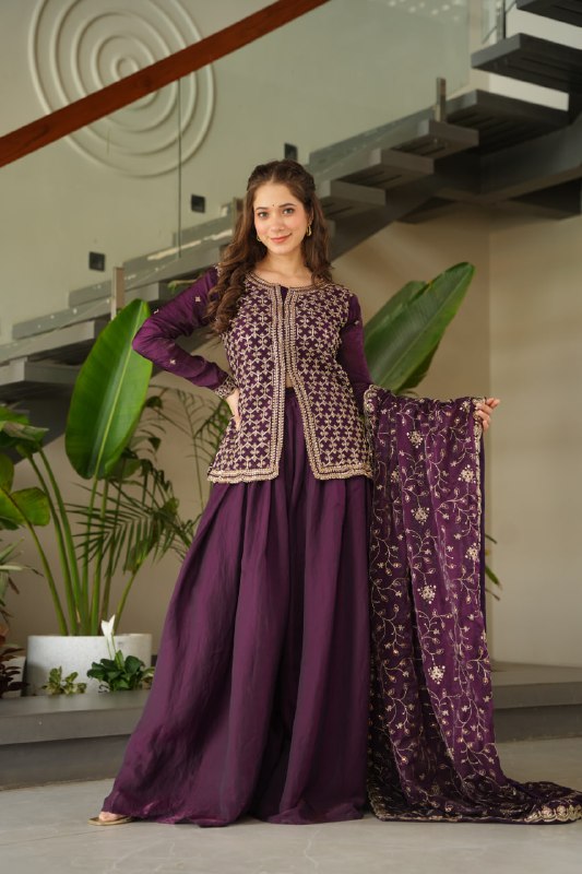 Siyaahi Festive Glam Embroidered Jacket Style Palazzo Suit