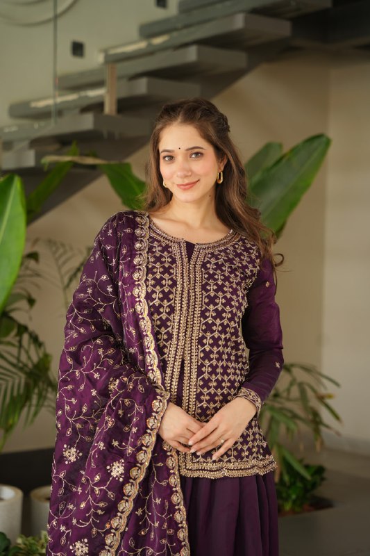Siyaahi Festive Glam Embroidered Jacket Style Palazzo Suit