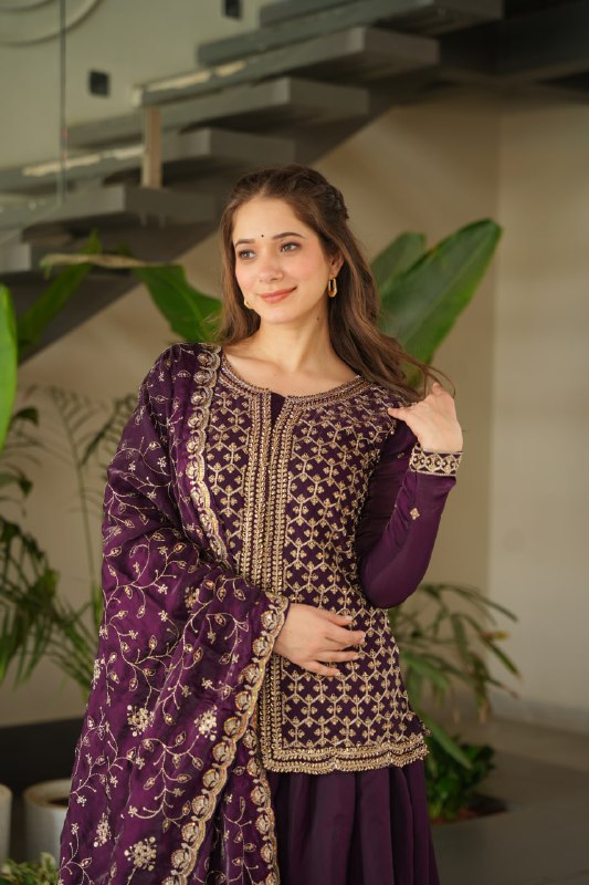 Siyaahi Festive Glam Embroidered Jacket Style Palazzo Suit