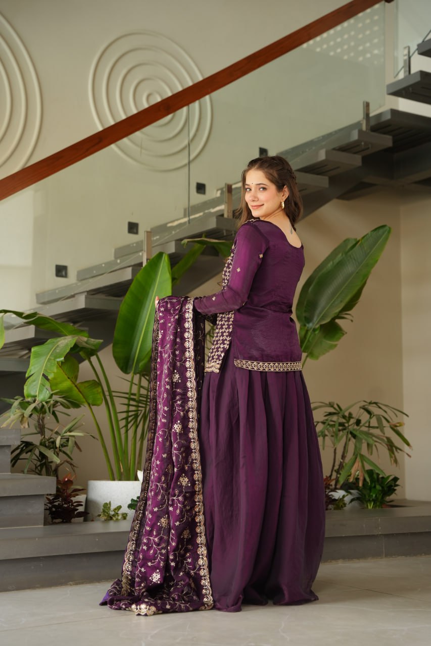 Siyaahi Festive Glam Embroidered Jacket Style Palazzo Suit
