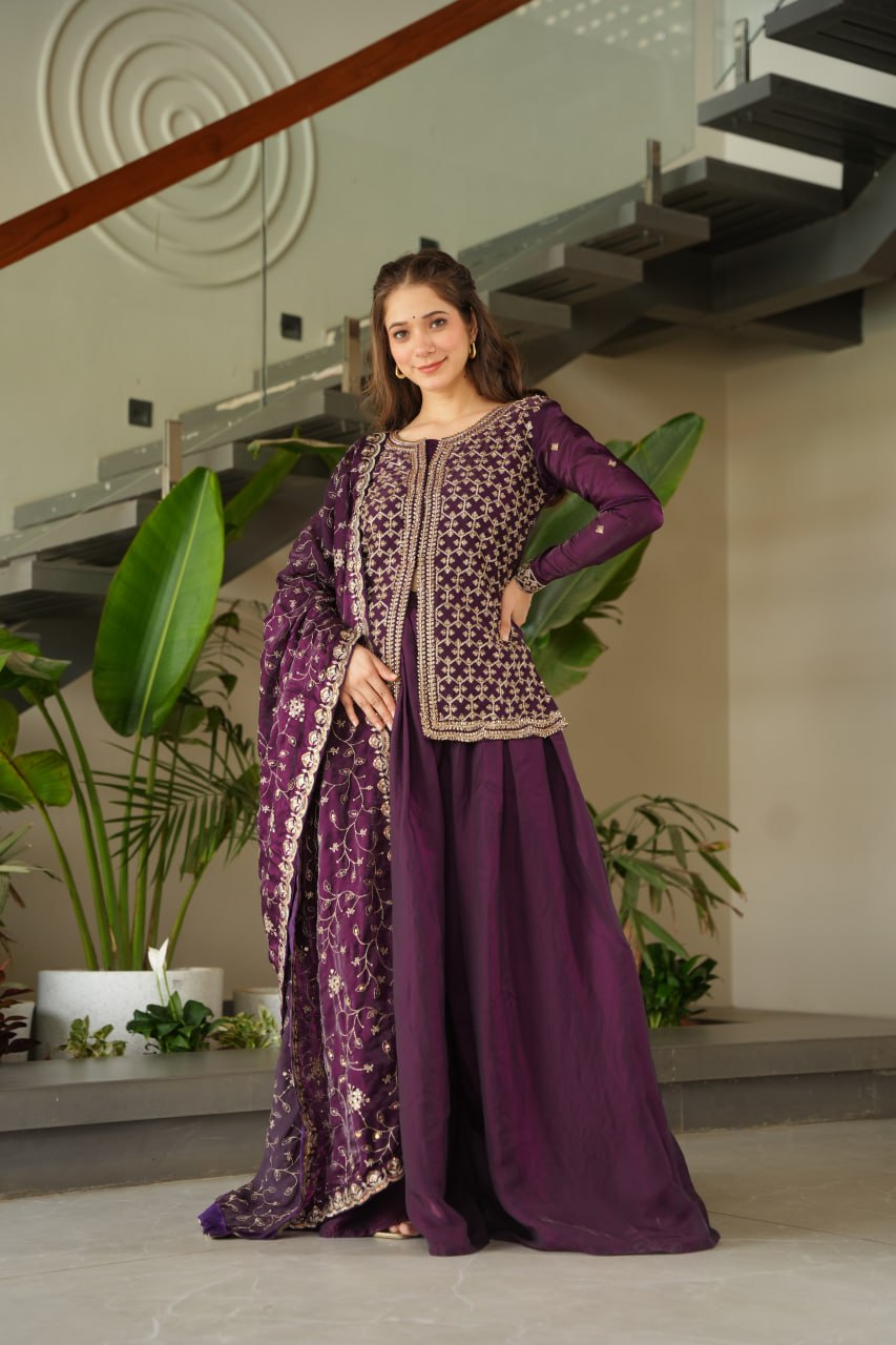 Siyaahi Festive Glam Embroidered Jacket Style Palazzo Suit