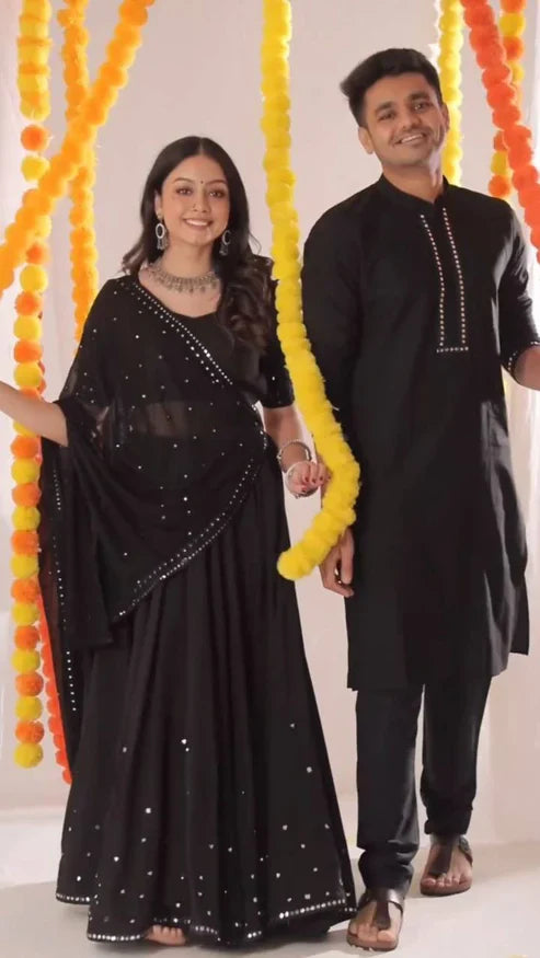 Sayona Black Foux Gorgette Lehengha Choli