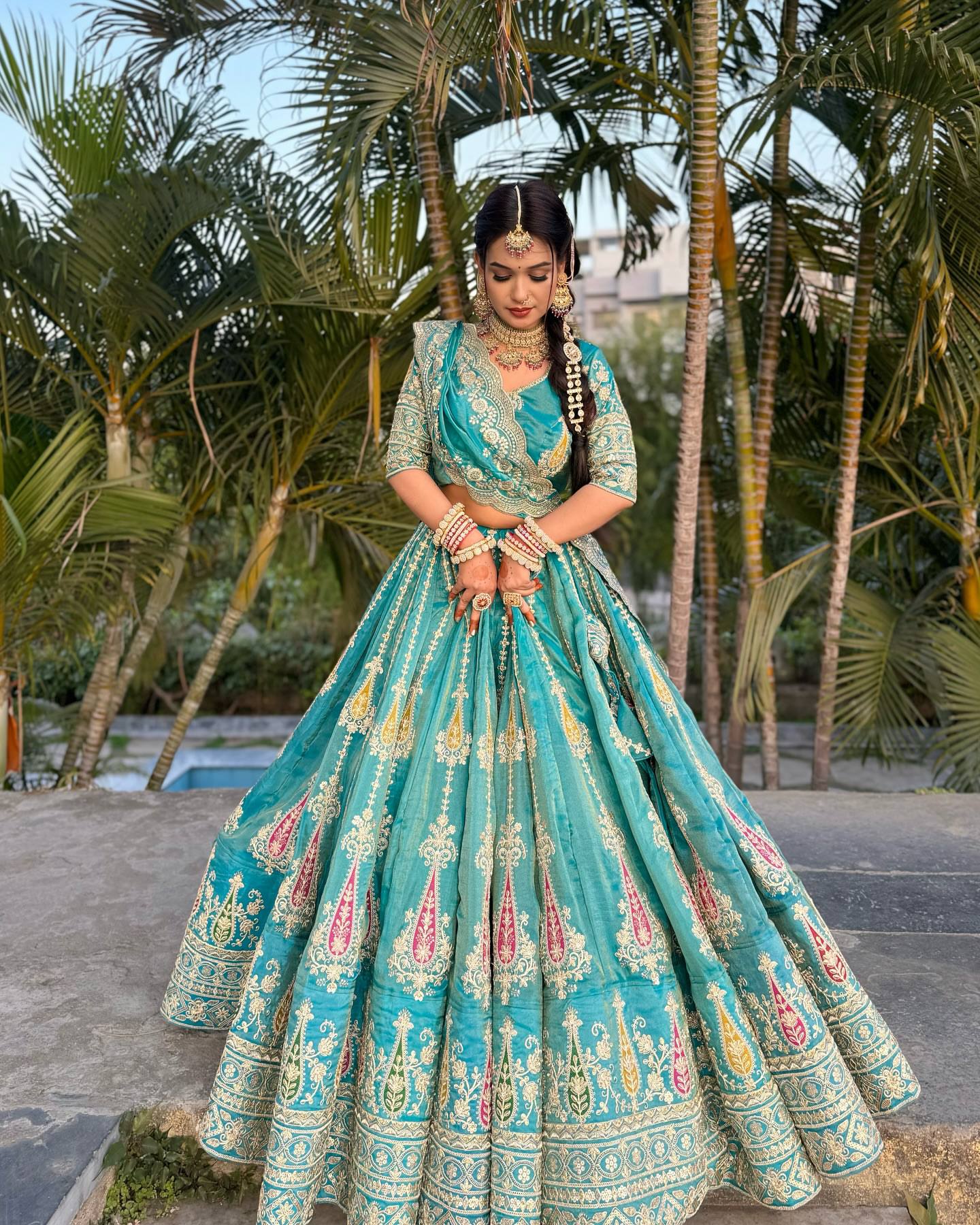 Kiara’s Regal Threads Aqua Wedding Lehenga Set