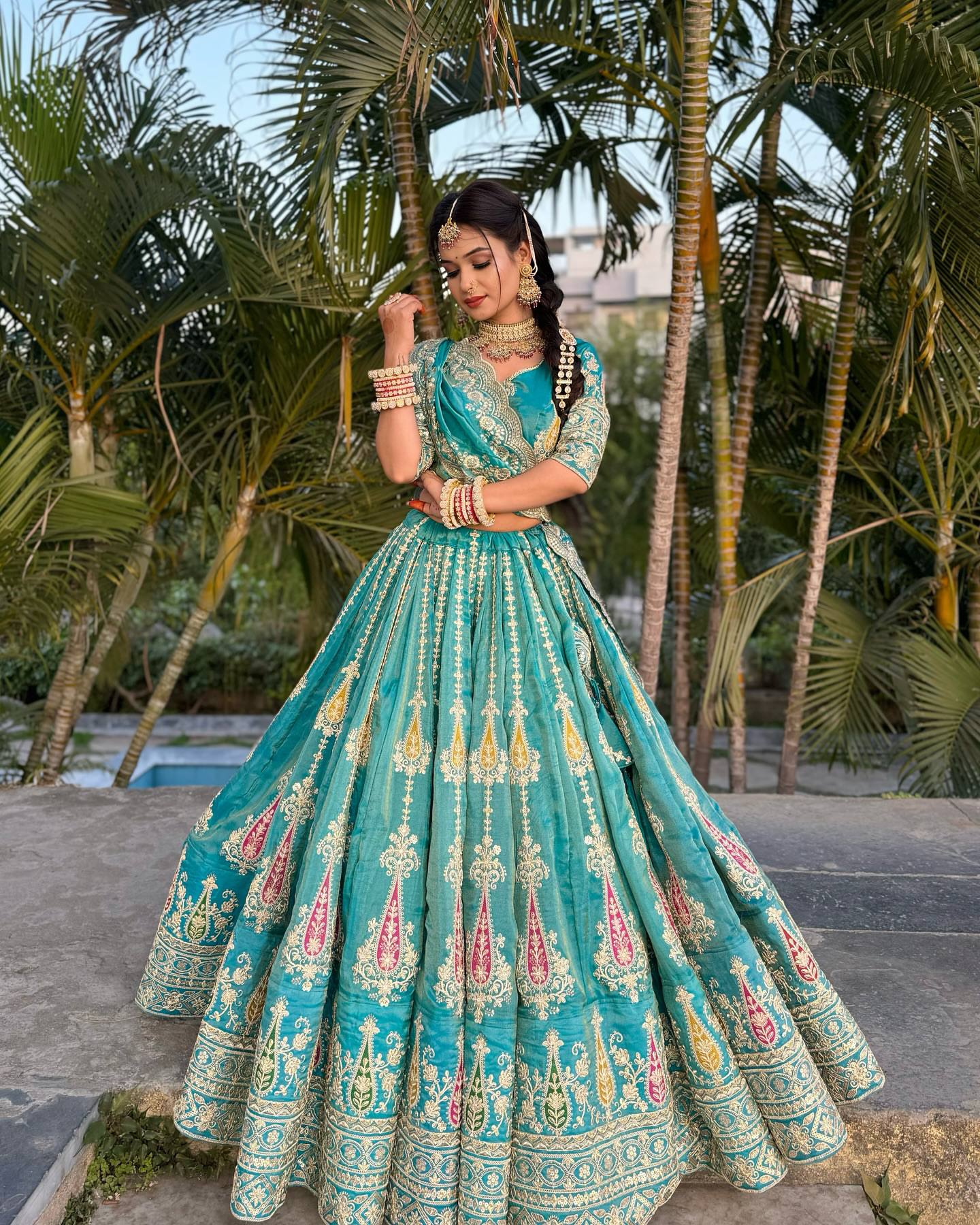 Kiara’s Regal Threads Aqua Wedding Lehenga Set
