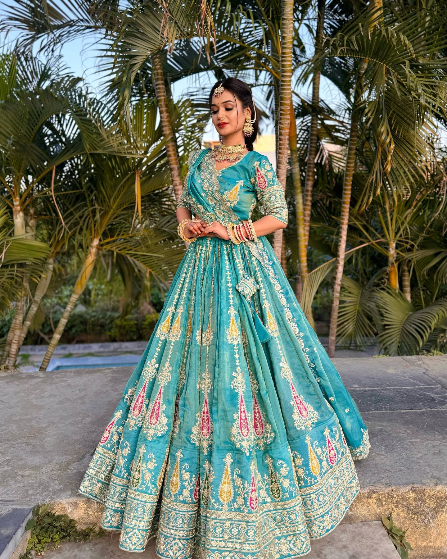 Kiara’s Regal Threads Aqua Wedding Lehenga Set