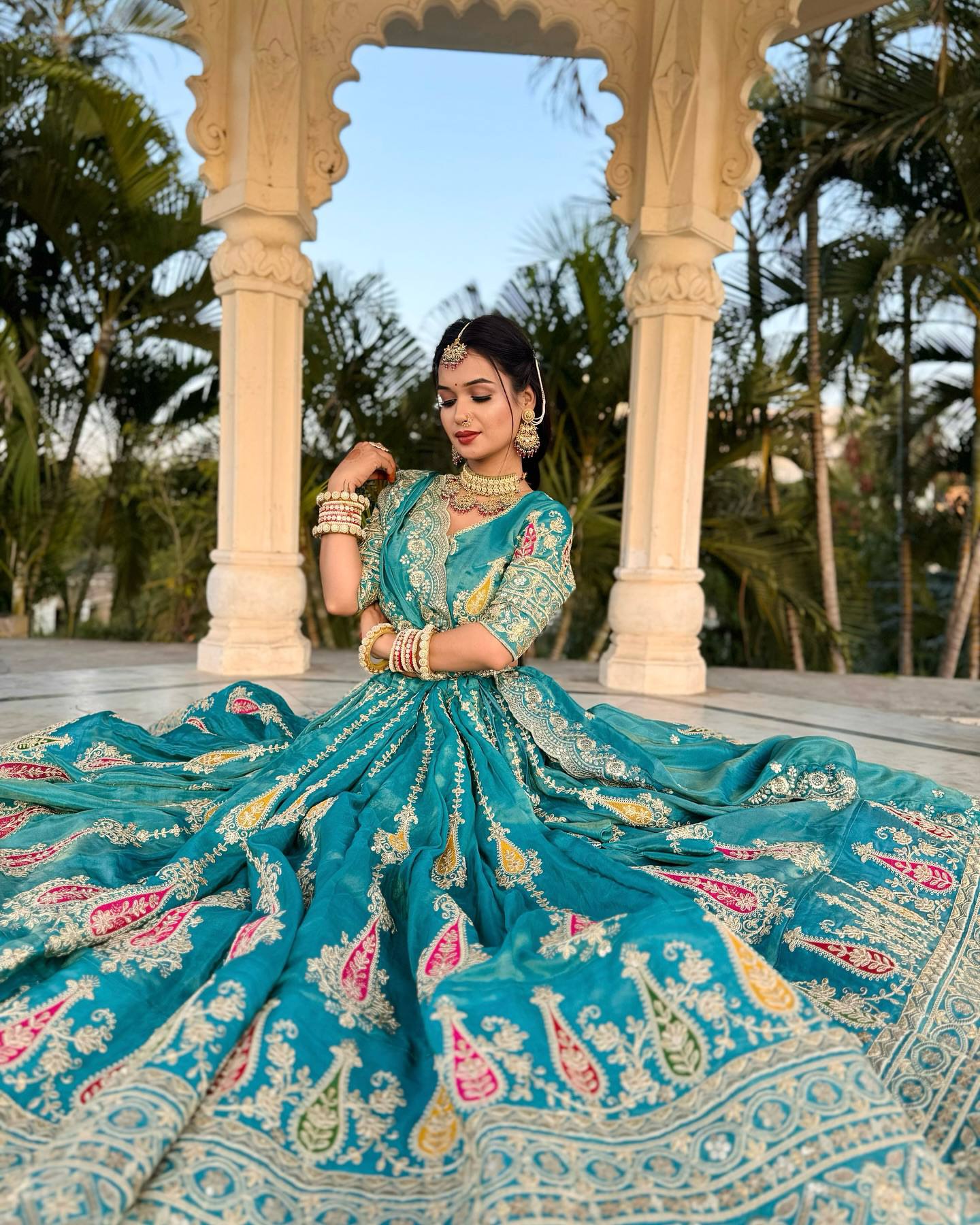 Kiara’s Regal Threads Aqua Wedding Lehenga Set