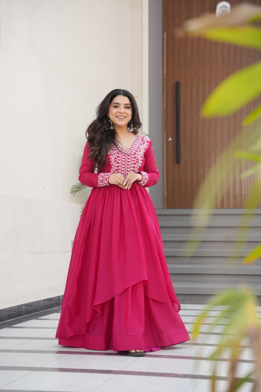 Zaafira Royal Charm Purple & Pink Ethnic Long Gown