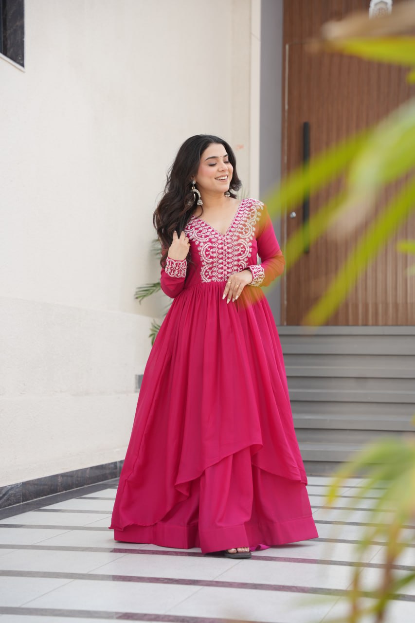 Zaafira Royal Charm Purple & Pink Ethnic Long Gown