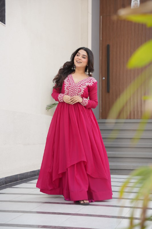 Zaafira Royal Charm Purple & Pink Ethnic Long Gown