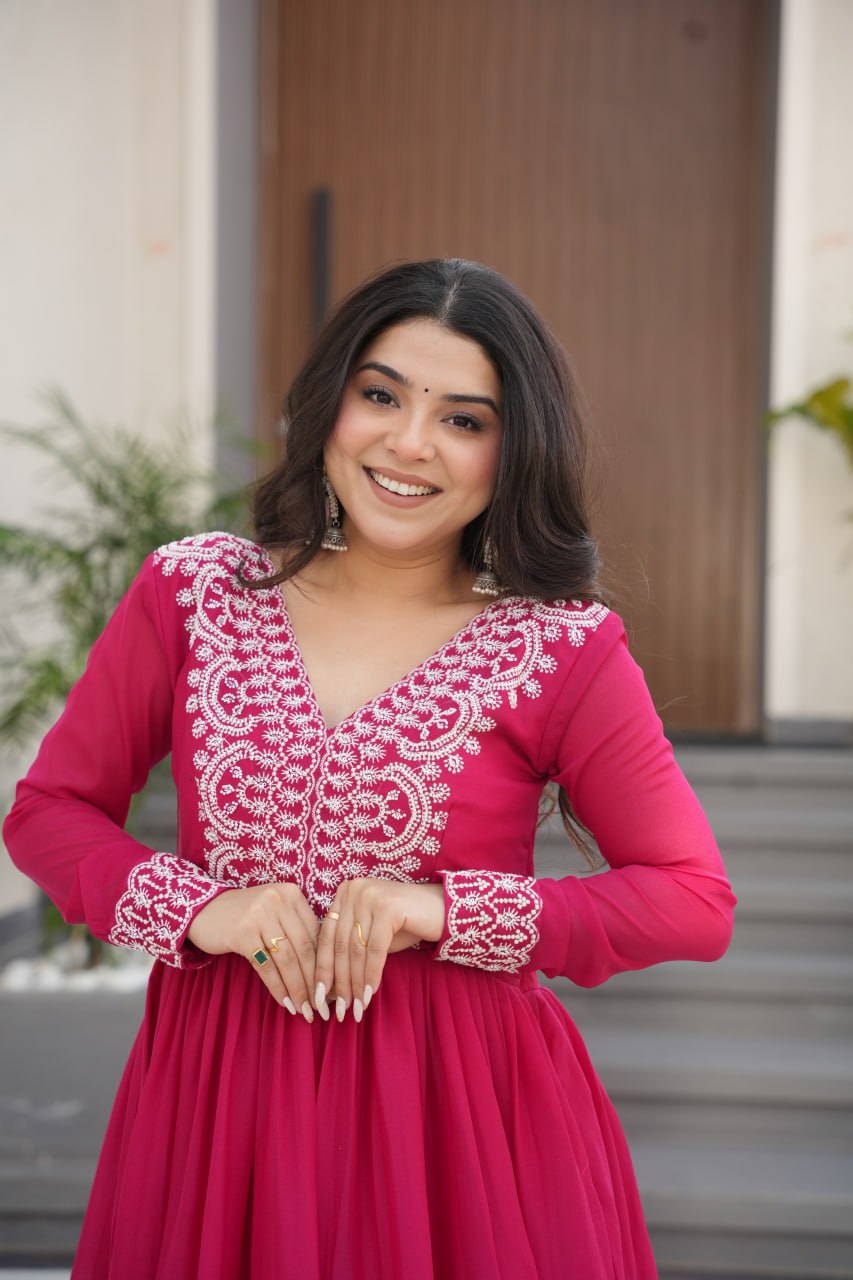 Zaafira Royal Charm Purple & Pink Ethnic Long Gown