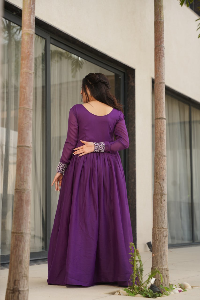 Zaafira Royal Charm Purple & Pink Ethnic Long Gown