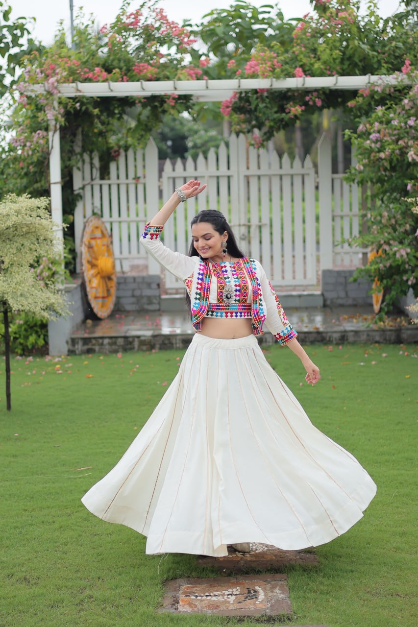 Dandiya Dhamaka Multicolor Gota-Patti Lace Lehenga Top
