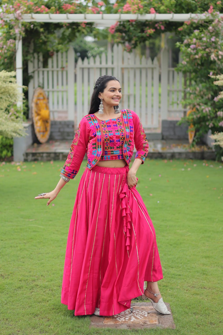 Dandiya Dhamaka Multicolor Gota-Patti Lace Lehenga Top