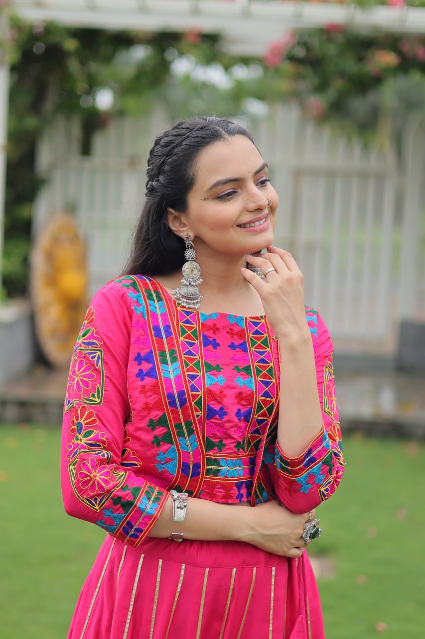 Dandiya Dhamaka Multicolor Gota-Patti Lace Lehenga Top