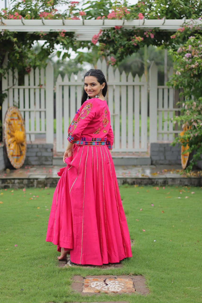 Dandiya Dhamaka Multicolor Gota-Patti Lace Lehenga Top