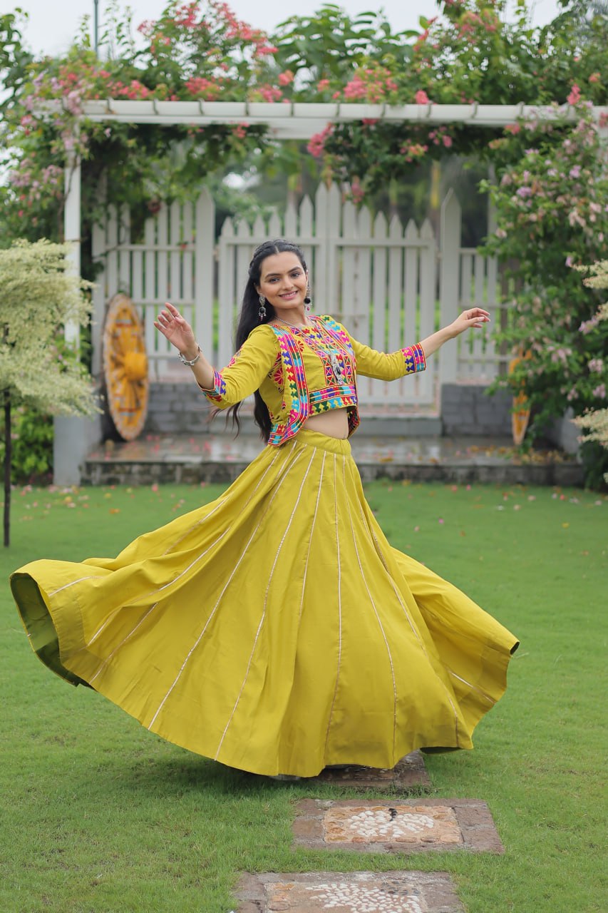 Dandiya Dhamaka Multicolor Gota-Patti Lace Lehenga Top