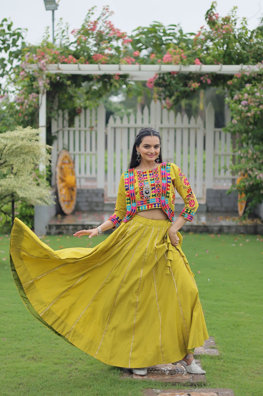 Dandiya Dhamaka Multicolor Gota-Patti Lace Lehenga Top