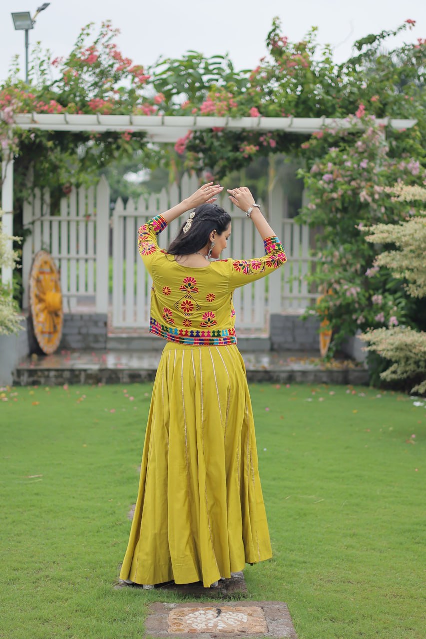 Dandiya Dhamaka Multicolor Gota-Patti Lace Lehenga Top