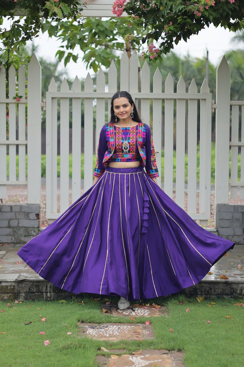 Dandiya Dhamaka Multicolor Gota-Patti Lace Lehenga Top