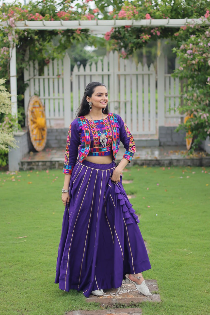 Dandiya Dhamaka Multicolor Gota-Patti Lace Lehenga Top