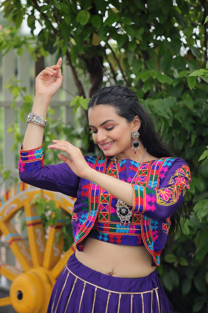 Dandiya Dhamaka Multicolor Gota-Patti Lace Lehenga Top