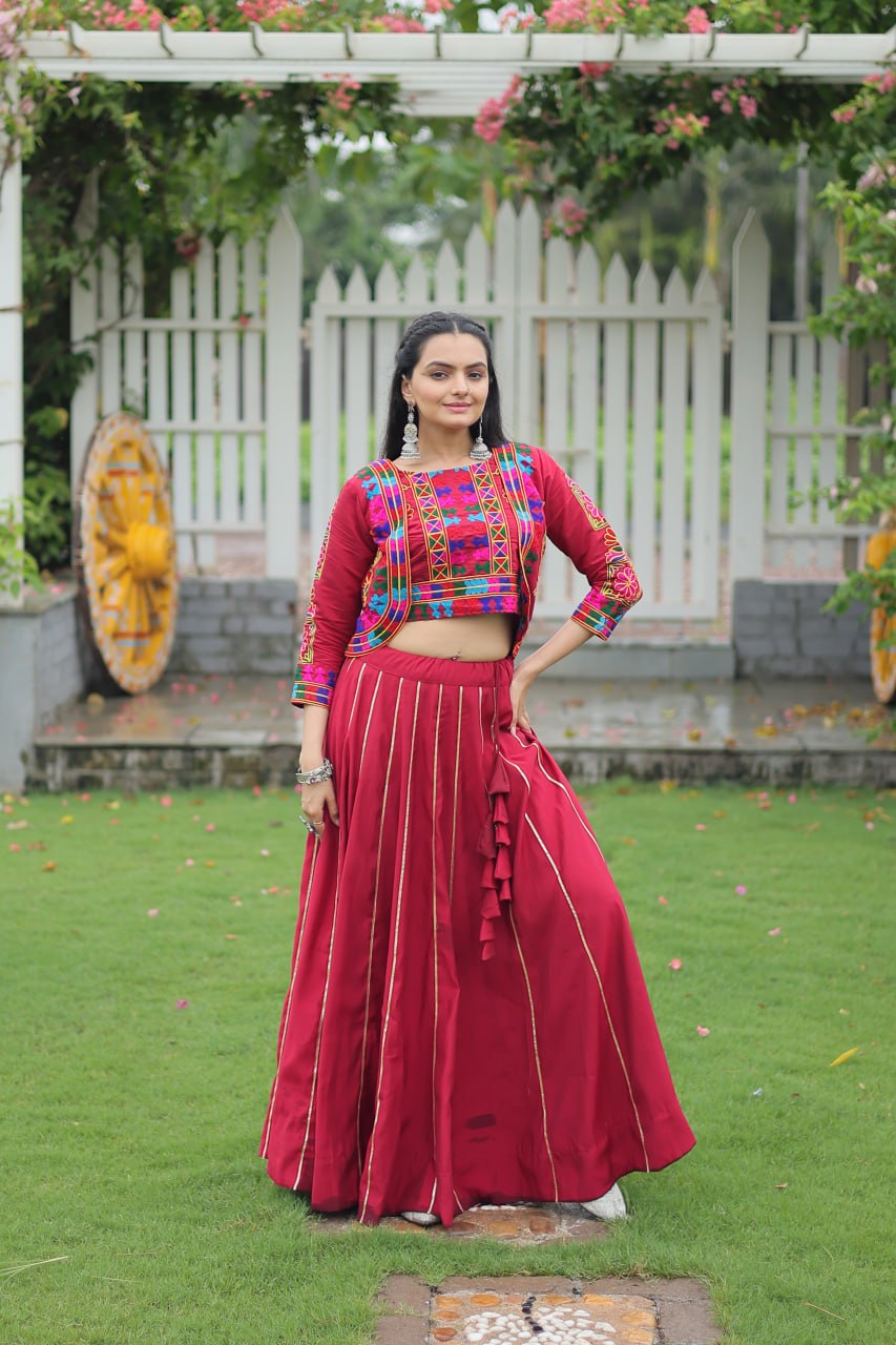 Dandiya Dhamaka Multicolor Gota-Patti Lace Lehenga Top