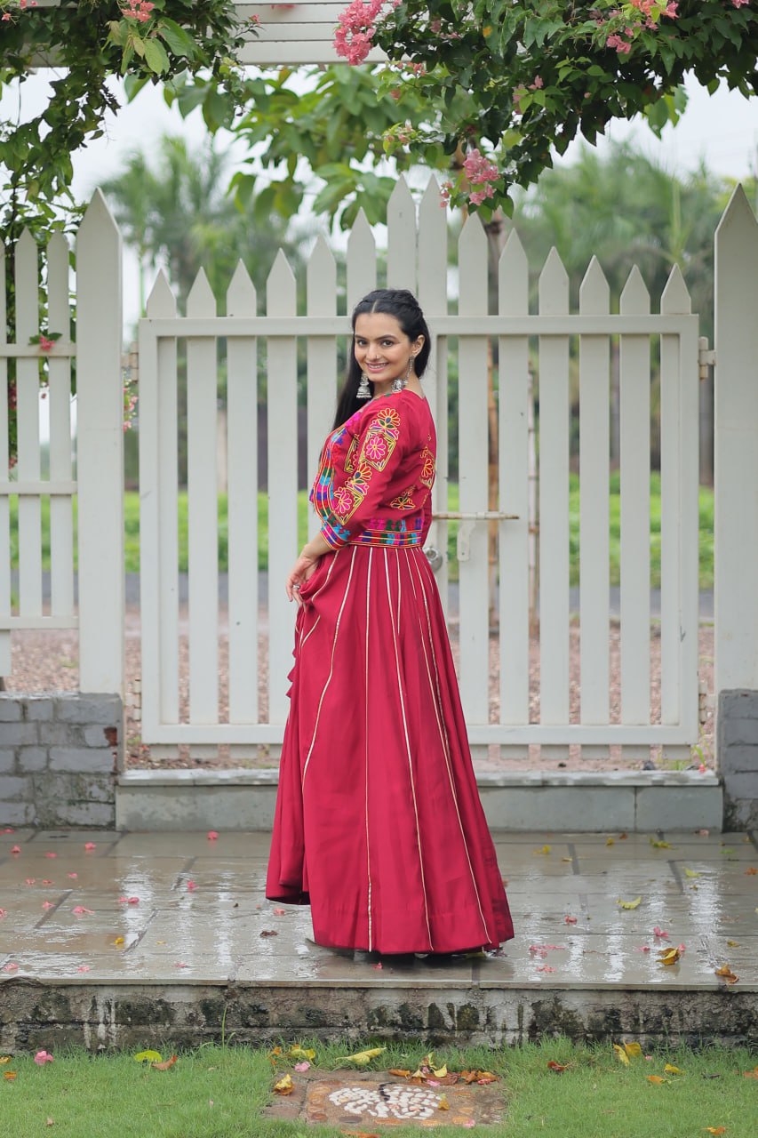 Dandiya Dhamaka Multicolor Gota-Patti Lace Lehenga Top