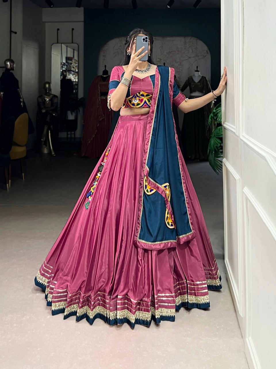Naisha in Patola Grace Gamthi Work Navratri Lehenga Set