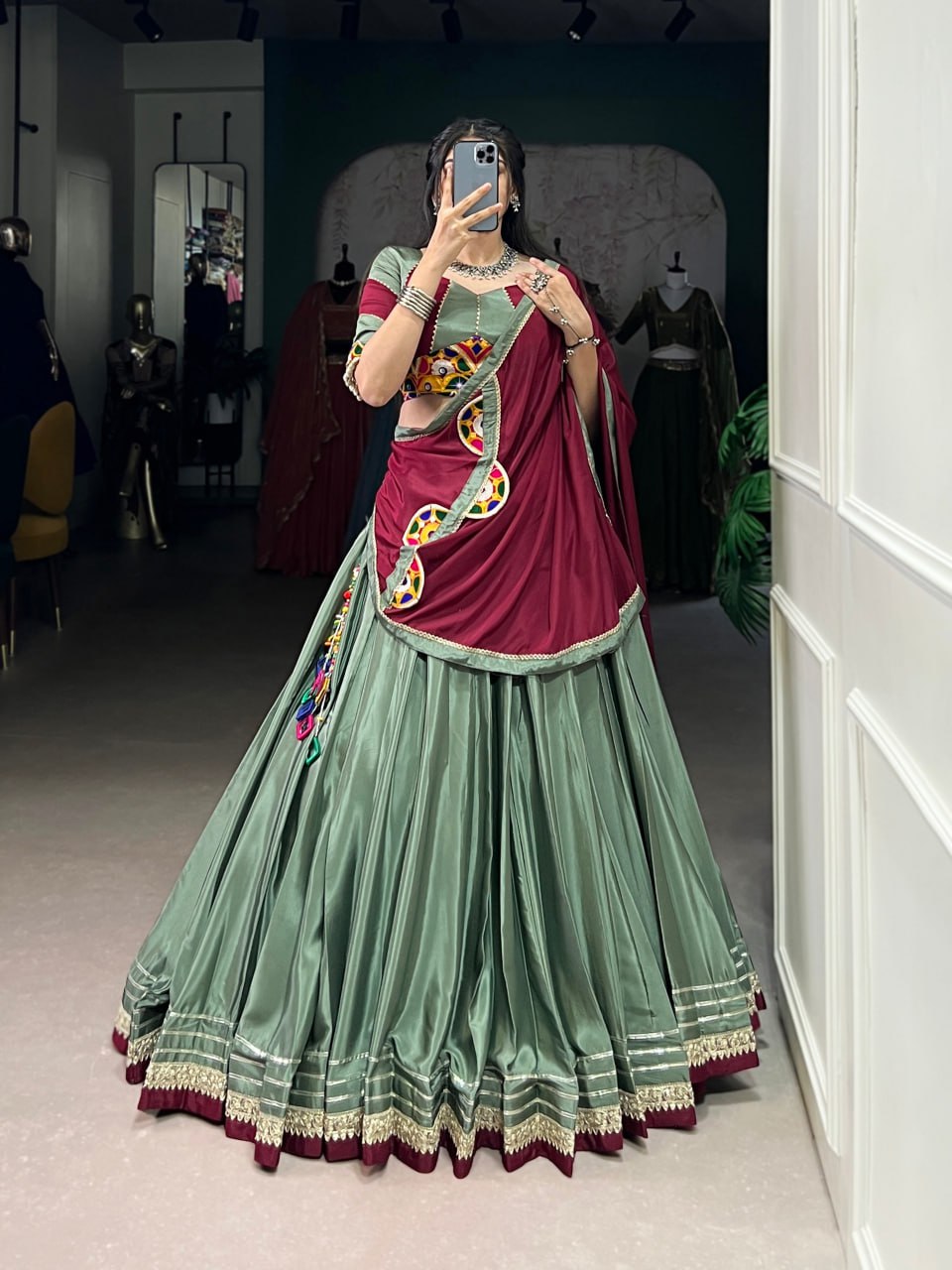 Naisha in Patola Grace Gamthi Work Navratri Lehenga Set