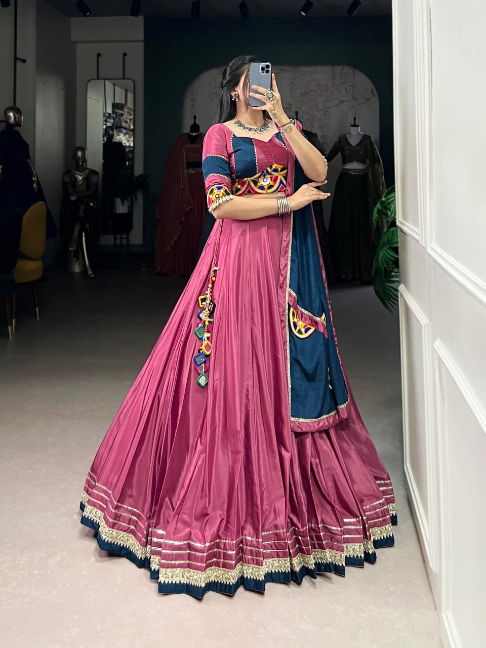 Naisha in Patola Grace Gamthi Work Navratri Lehenga Set