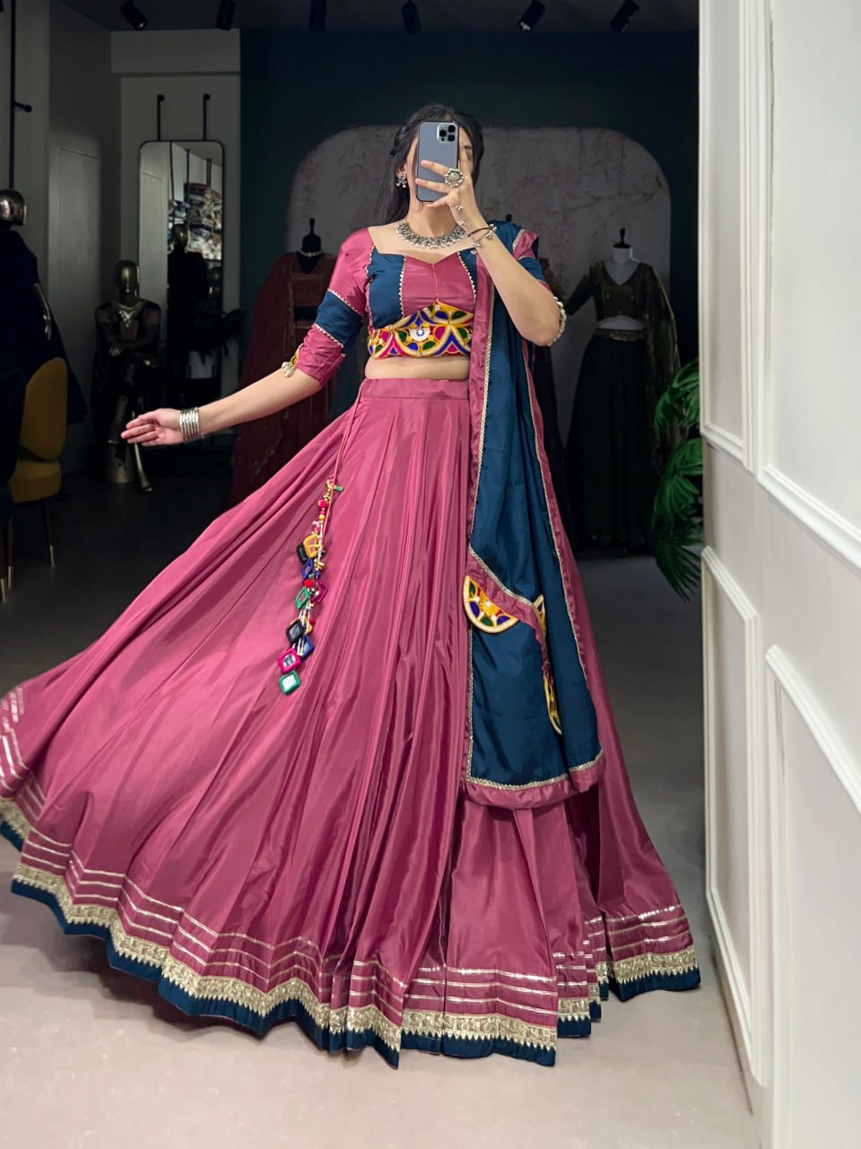 Naisha in Patola Grace Gamthi Work Navratri Lehenga Set