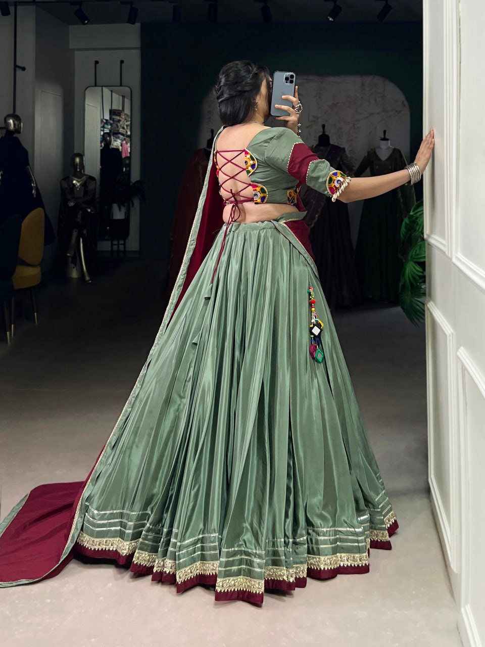 Naisha in Patola Grace Gamthi Work Navratri Lehenga Set