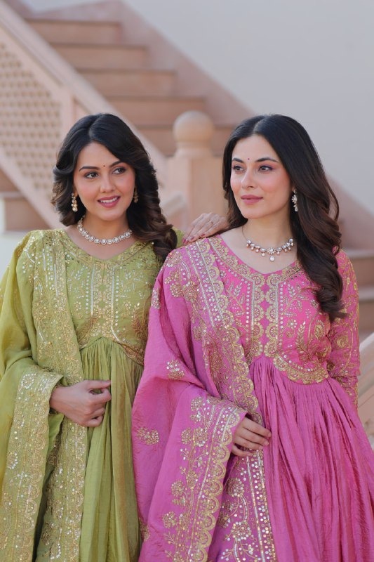 Sanvika Ensemble Regal Threadwork Royal Gown Set