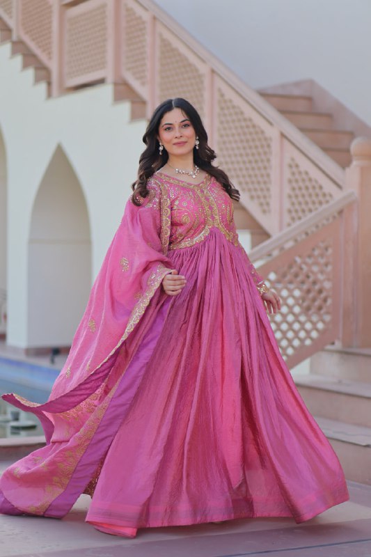 Sanvika Ensemble Regal Threadwork Royal Gown Set