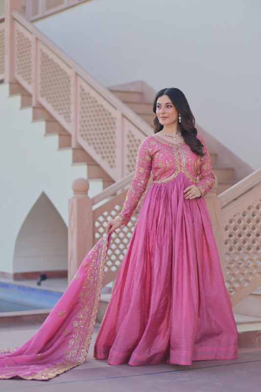 Sanvika Ensemble Regal Threadwork Royal Gown Set
