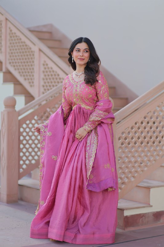 Sanvika Ensemble Regal Threadwork Royal Gown Set