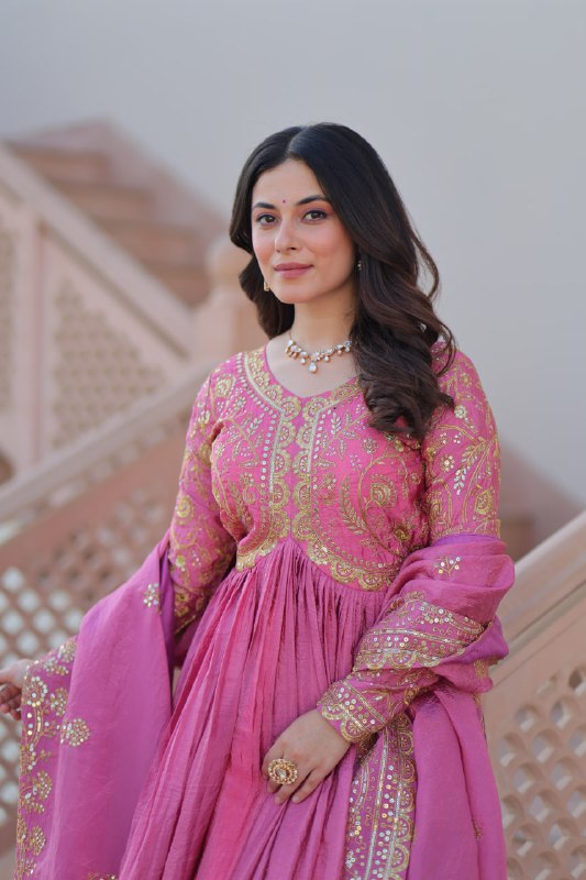 Sanvika Ensemble Regal Threadwork Royal Gown Set
