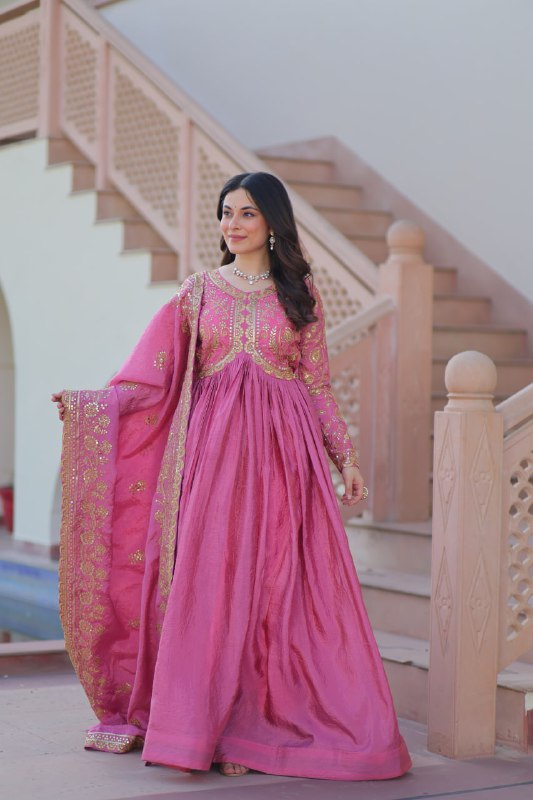 Sanvika Ensemble Regal Threadwork Royal Gown Set