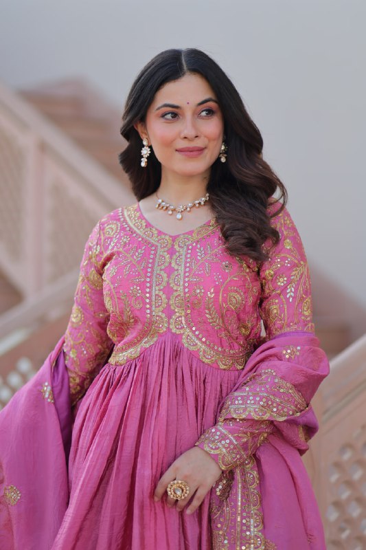 Sanvika Ensemble Regal Threadwork Royal Gown Set