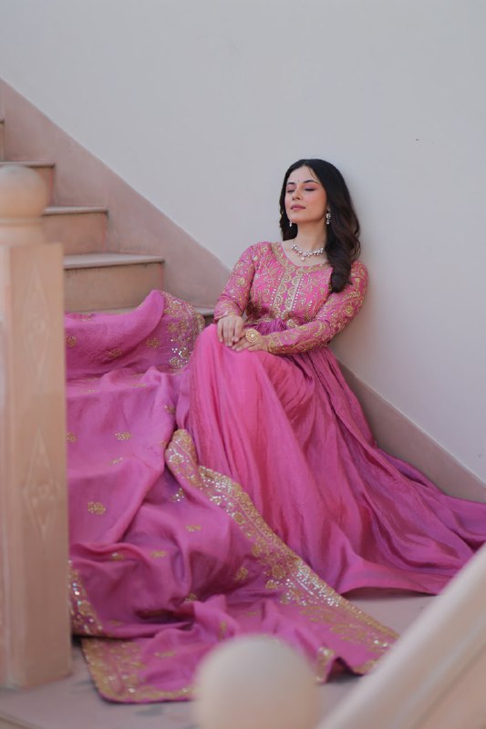 Sanvika Ensemble Regal Threadwork Royal Gown Set