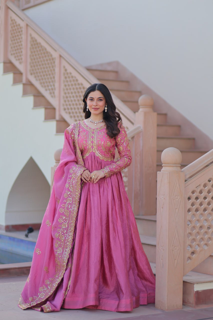 Sanvika Ensemble Regal Threadwork Royal Gown Set