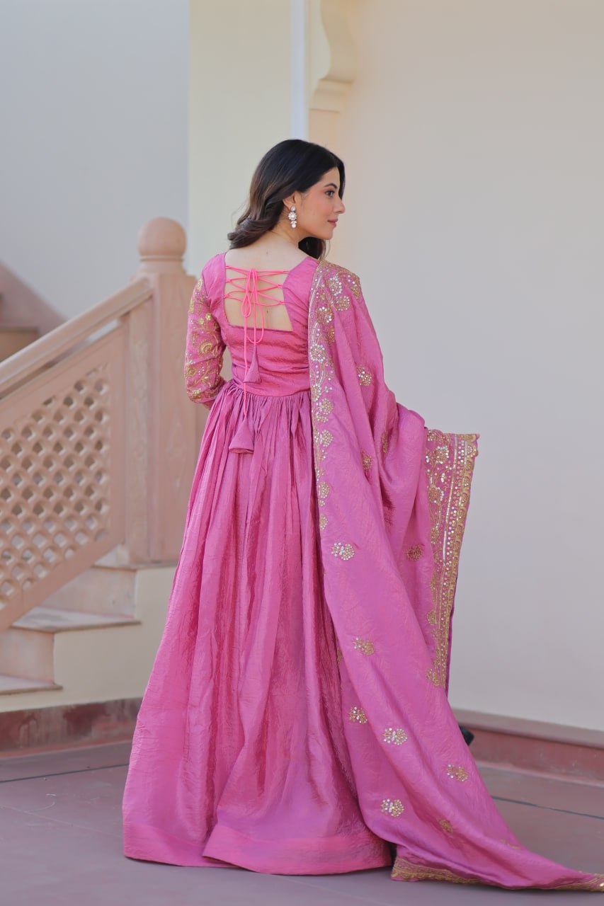 Sanvika Ensemble Regal Threadwork Royal Gown Set