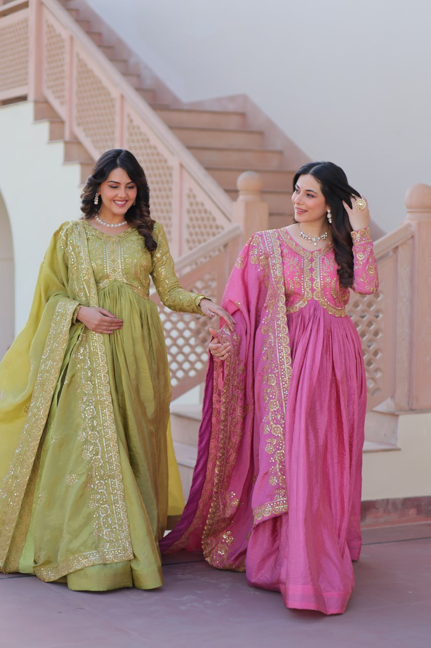 Sanvika Ensemble Regal Threadwork Royal Gown Set