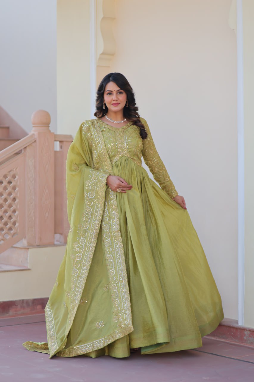 Sanvika Ensemble Regal Threadwork Royal Gown Set
