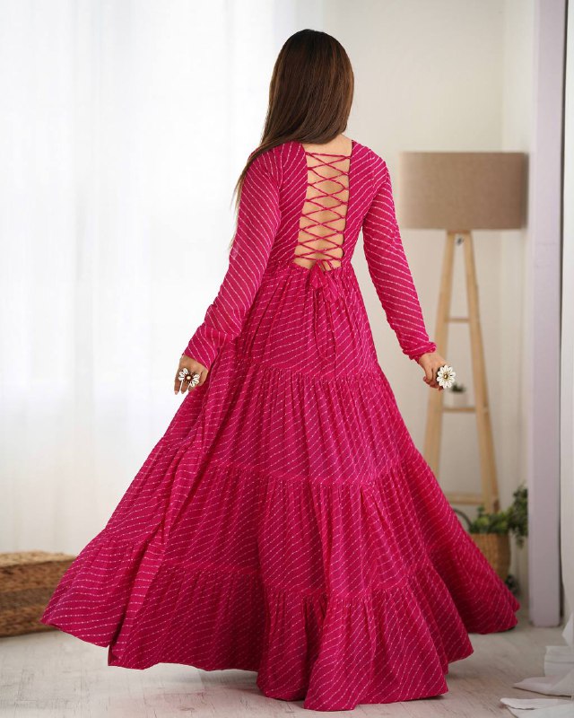 Chandni Glow Gamthi work Bandhani Navratri Gown