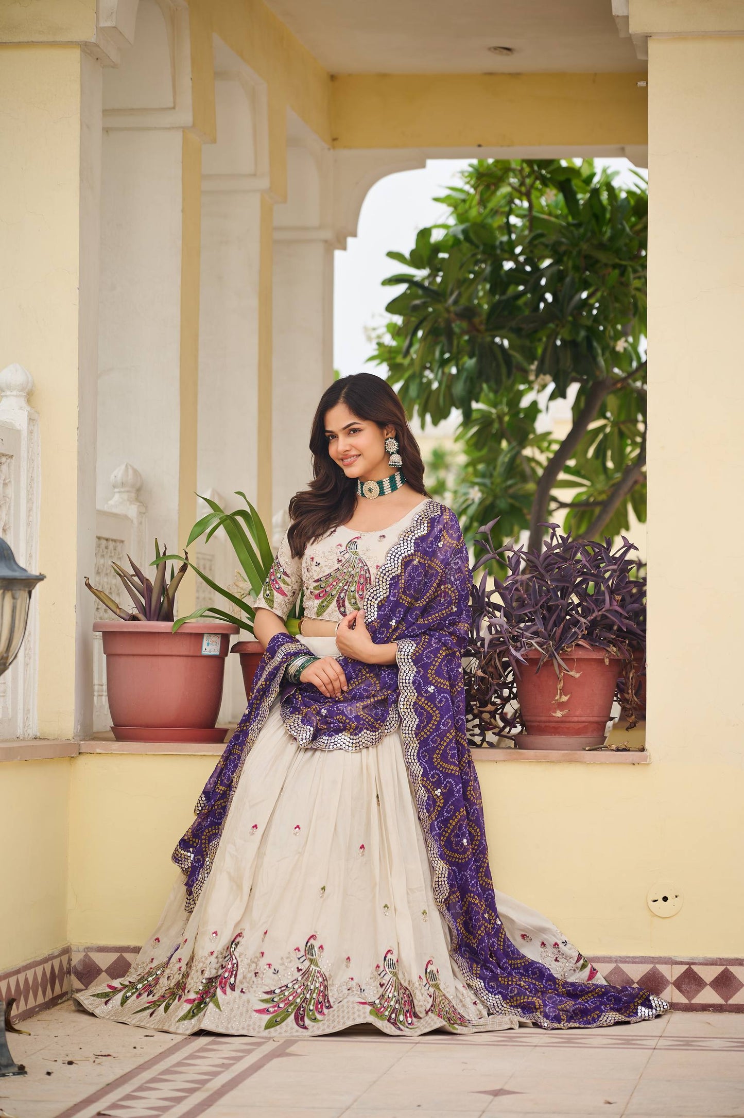 Pari Peacock Pride Choli Set with Pretty Bandhani Dupatta