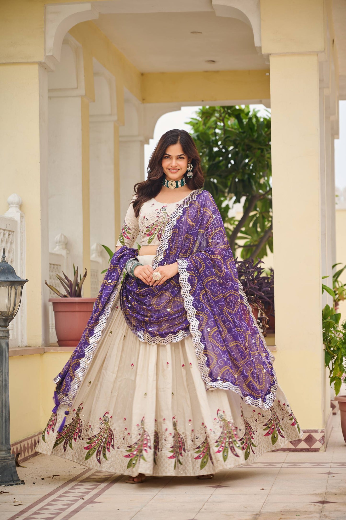 Pari Peacock Pride Choli Set with Pretty Bandhani Dupatta
