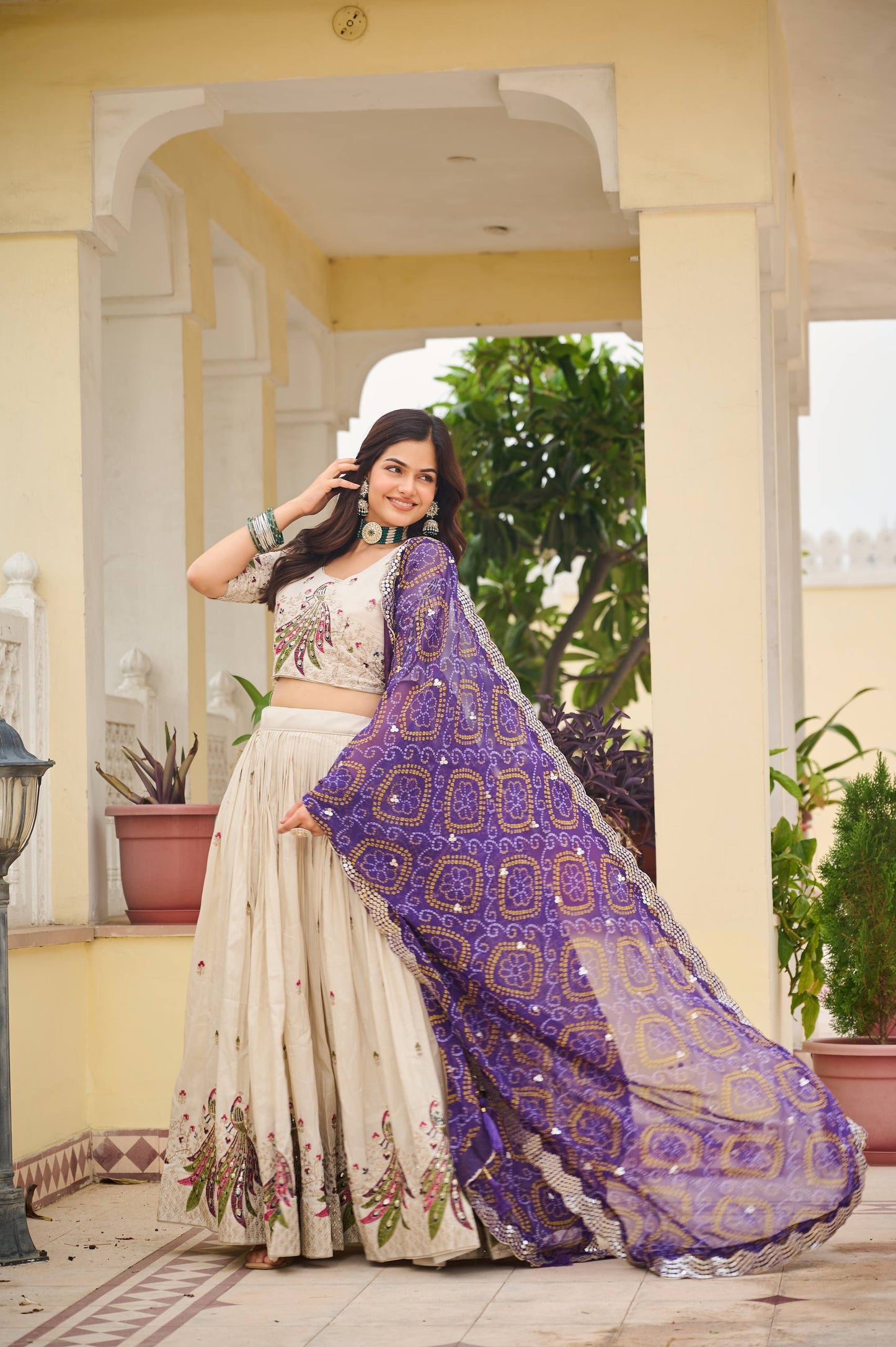 Pari Peacock Pride Choli Set with Pretty Bandhani Dupatta