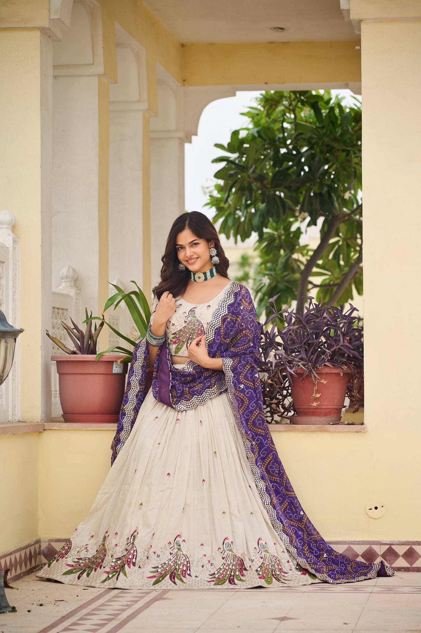 Pari Peacock Pride Choli Set with Pretty Bandhani Dupatta