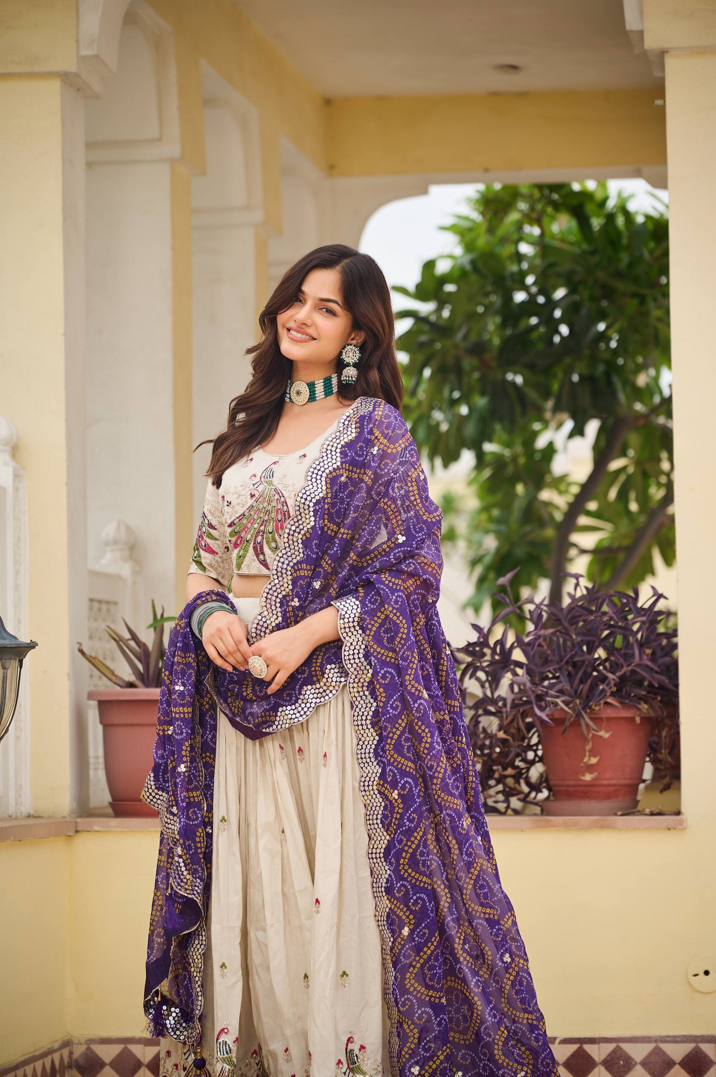 Pari Peacock Pride Choli Set with Pretty Bandhani Dupatta